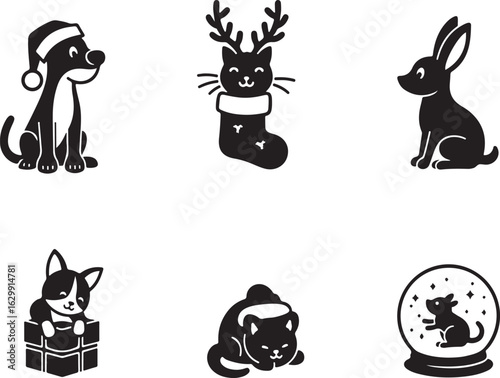 Adorable pets celebrate holidays festive fun and winter cheer