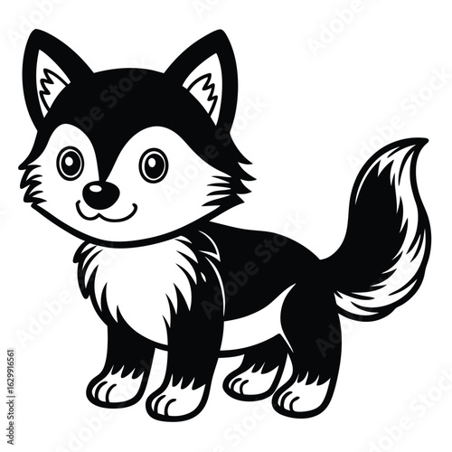 Cartoon husky dog isolated on white background