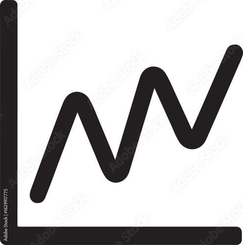 Silhouette of chart with fluctuating lines, simple bold vector for data, analytics, and business growth.