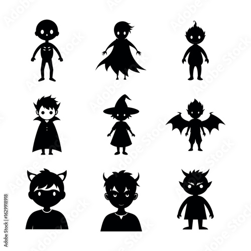 Kids Halloween Costume Silhouette Pack for Creative Design