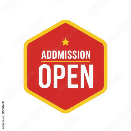Free Download Red hexagonal admission open sign isolated on transparent background - GFXLoad