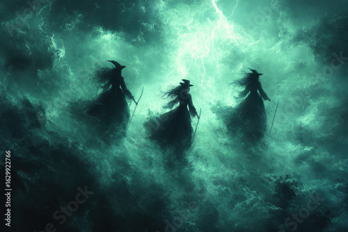 witches in a dark forest.