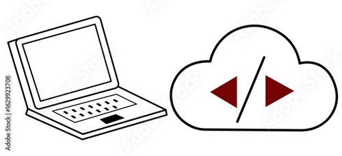 Cloud Computing: A minimalistic illustration depicts a laptop connected to a cloud, representing the modern concept of data storage and computing power