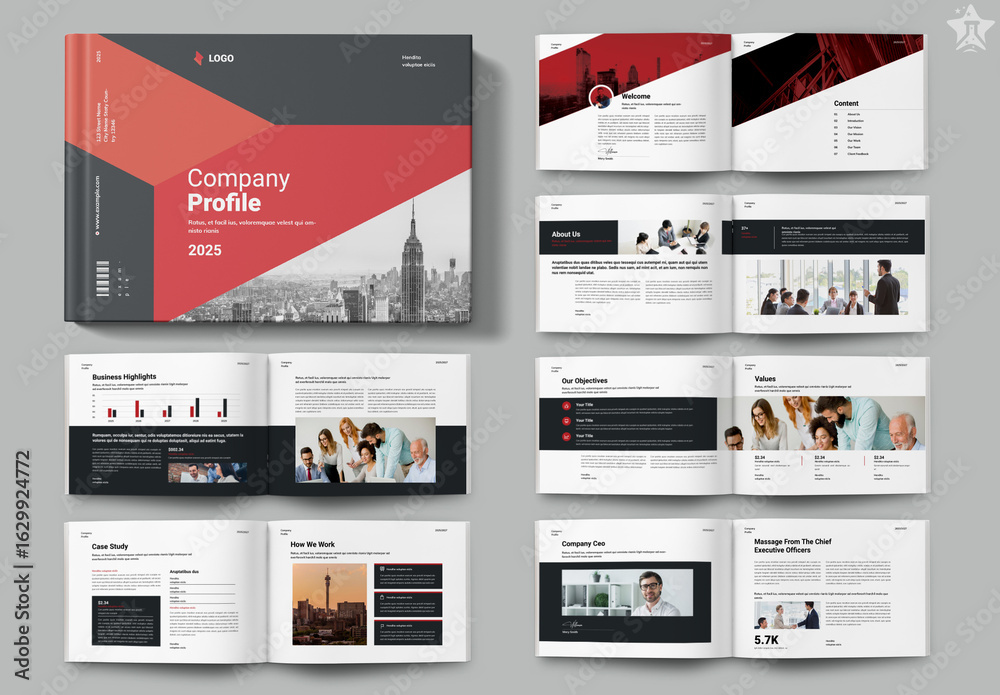 Company Profile Landscape Layout Stock Template | Adobe Stock