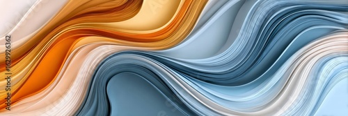 Elegant Abstract Background with Graceful Curves and Dynamic Waves in Glossy Orange Tones and Depth