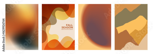 Set of Autumn theme abstract backgrounds for Fall season creative graphic design. Vector illustration.	
