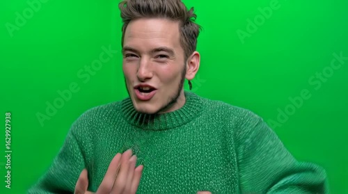 person whispring secret green screen video 