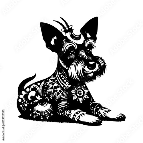 Miniature schnauzer isolated on white background, a charming and loyal companion