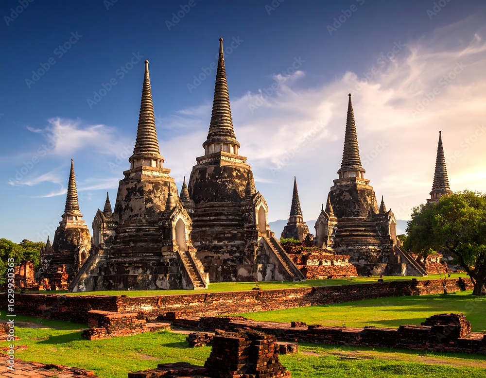 Fototapeta premium Ancient temples in a sunlit landscape