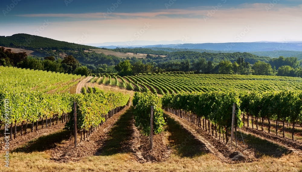 Naklejka premium rows of vines in vineyard