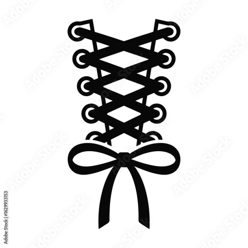 Black silhouette of a corset lacing with a bow