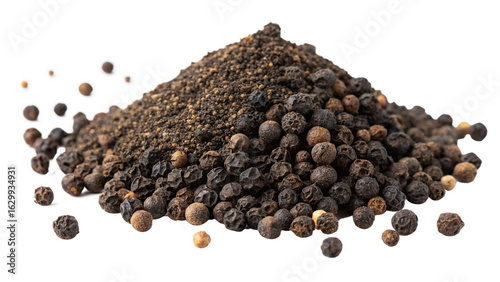 Fototapeta Naklejka Na Ścianę i Meble -  pile of Black Pepper spices isolated on white or Transparent background