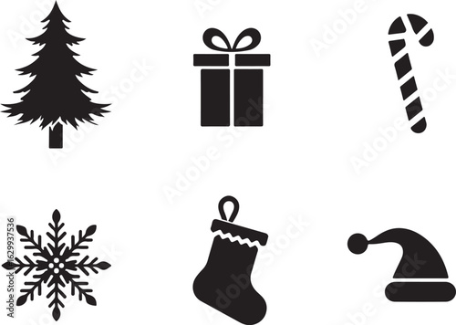 Festive Christmas icons celebrate holidays with joy and cheer