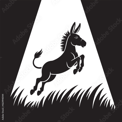 Black horse running silhouette of vector