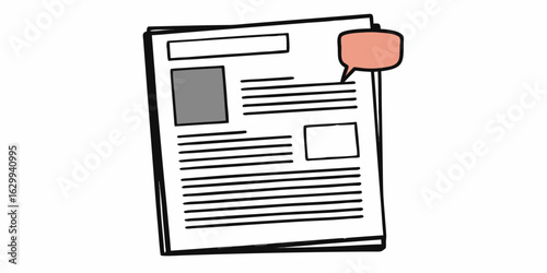 Newspaper article with speech bubble vector illustration for news and information graphics design use on transparent background