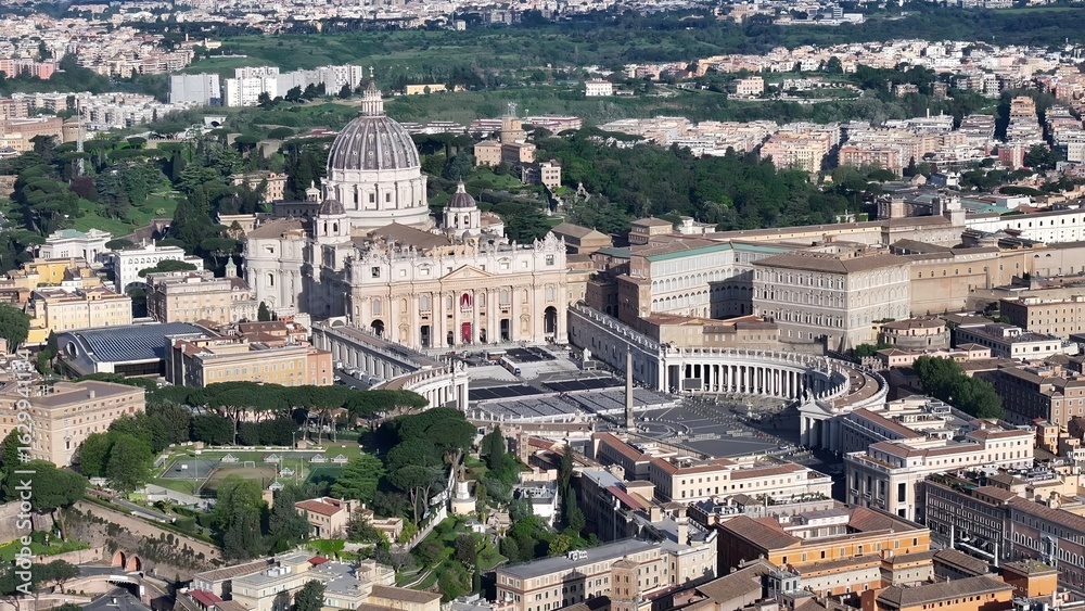Obraz premium San Pedro Church In Rome Lazio Italy. Stunning Baroque Church Contrasts With The Landscape . Industrial Landscape Buildings Stunning. Urban Buildings Town. Rome Lazio.