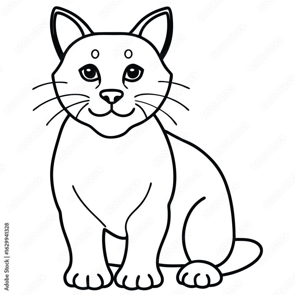 Obraz premium Cartoon lynx isolated on white background in black and white style