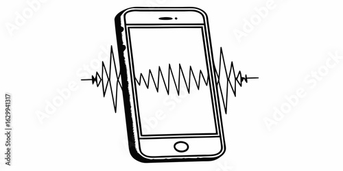 Smartphone sound wave illustration for mobile technology and communication design projects exactly one hundred on transparent background