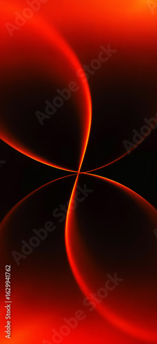 Abstract Symmetrical Red Glowing Curves Background