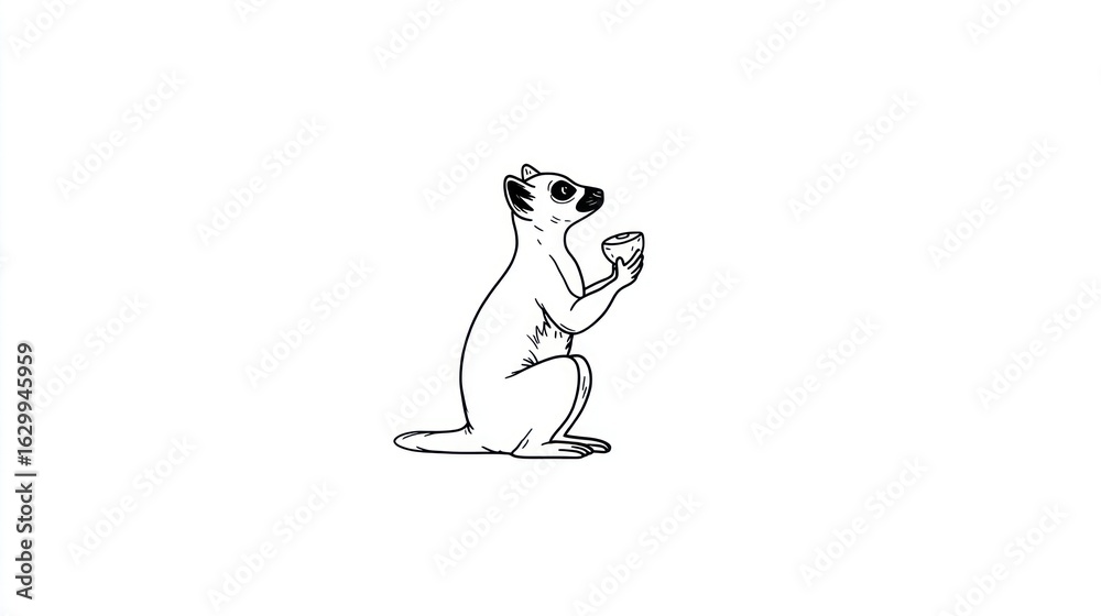 Obraz premium Simple black and white lemur illustration