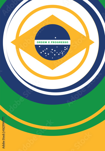 Brazil flag. Brazil Independence Day. Happy national holiday. Freedom day. Celebrate annual in September 7. Patriotic brazilian design. Poster, card, banner, template, background. Vector illustration