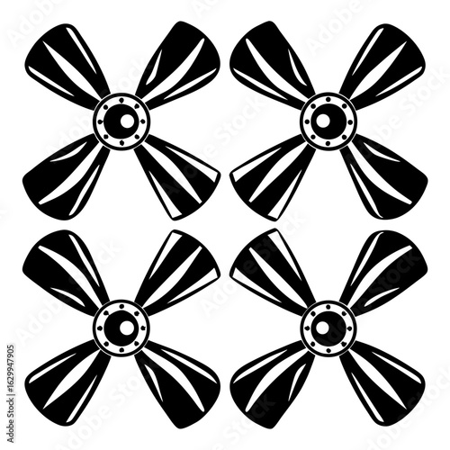 Quad Blade Drone Propellers - Stylized Silhouette Art

