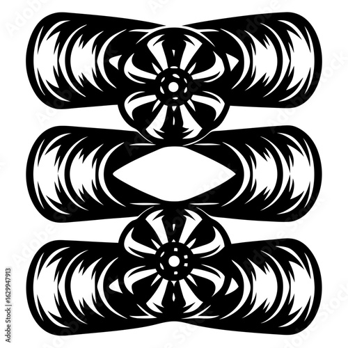 Quad Blade Drone Propellers - Stylized Silhouette Art

