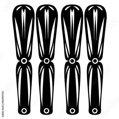 Quad Blade Drone Propellers - Stylized Silhouette Art

