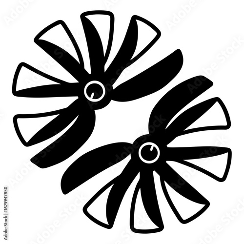 Quad Blade Drone Propellers - Stylized Silhouette Art


