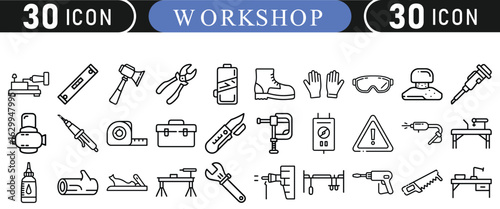 Collection of workshop and construction tool icons