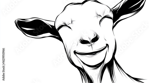 Close-up of a happy goat's face