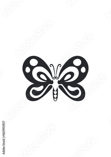 butterfly artwork wall art in black color and negative space. Vector art monochrome butterfly