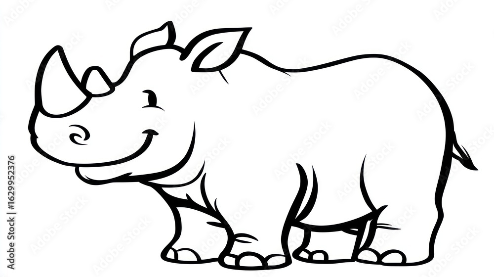 Fototapeta premium Cute cartoon rhinoceros