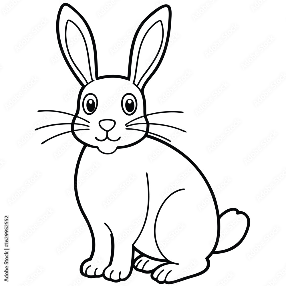 Obraz premium Cute rabbit outline isolated on white background illustration