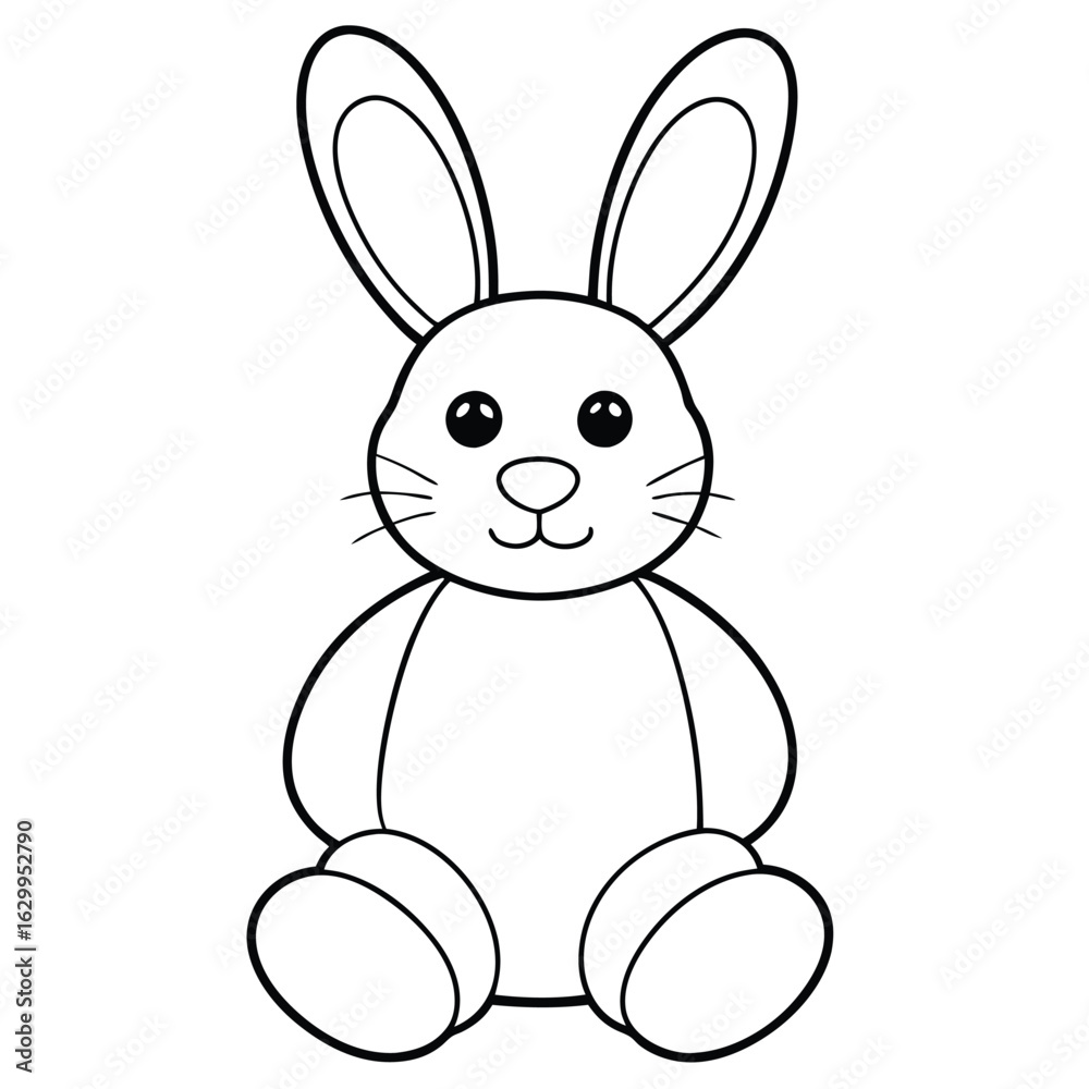 Fototapeta premium Cute rabbit outline isolated on white background illustration