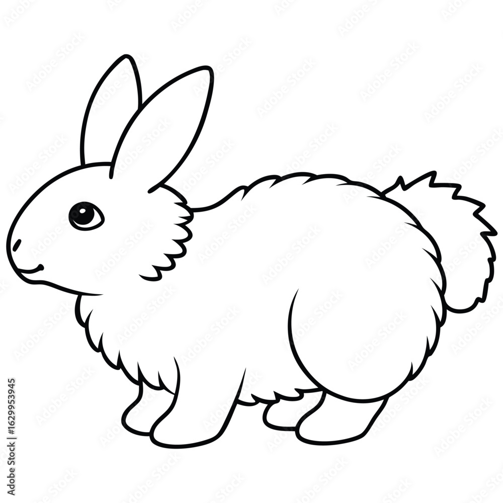 Obraz premium Cute rabbit outline isolated on white background illustration