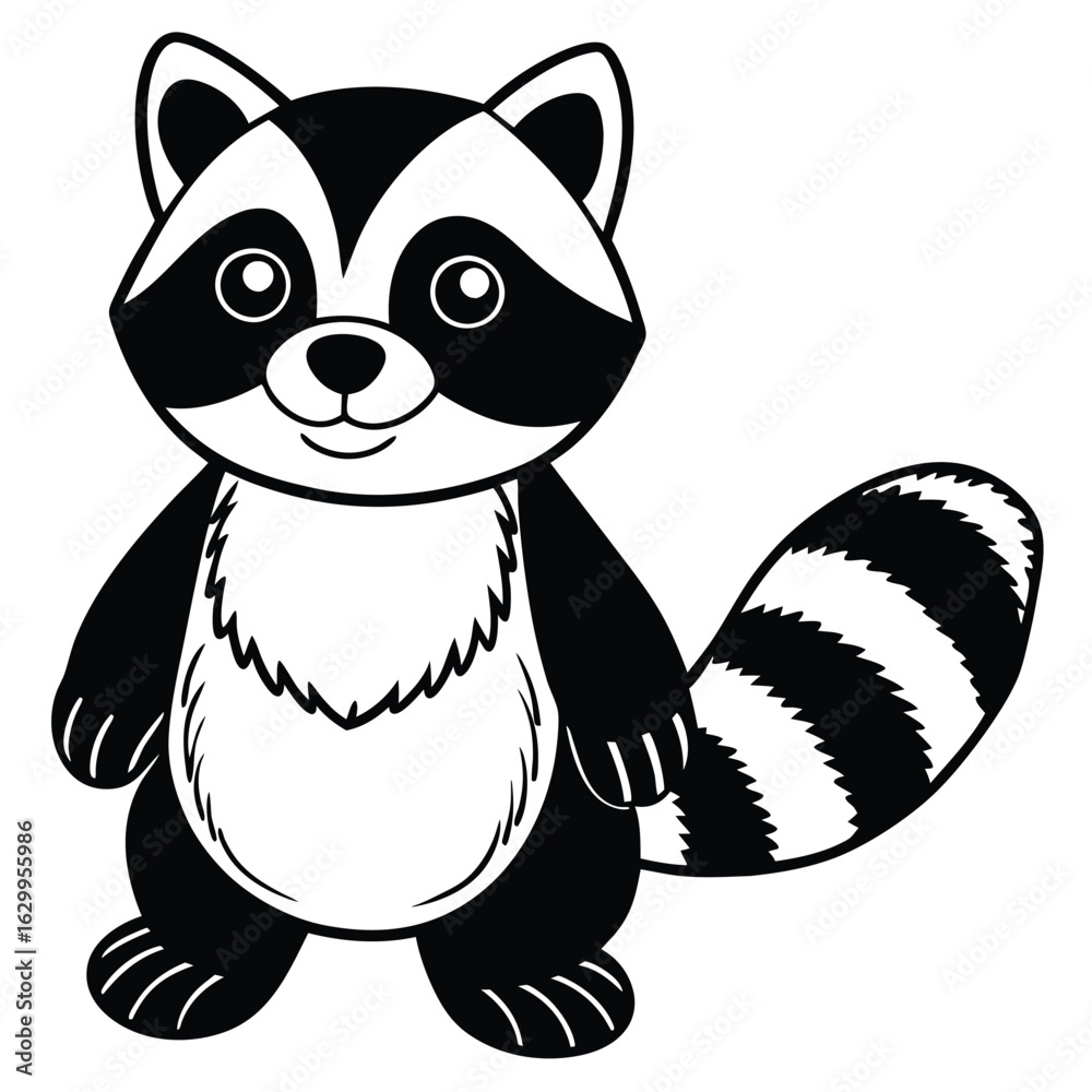 Naklejka premium Cute raccoon cartoon vector illustration isolated on white background