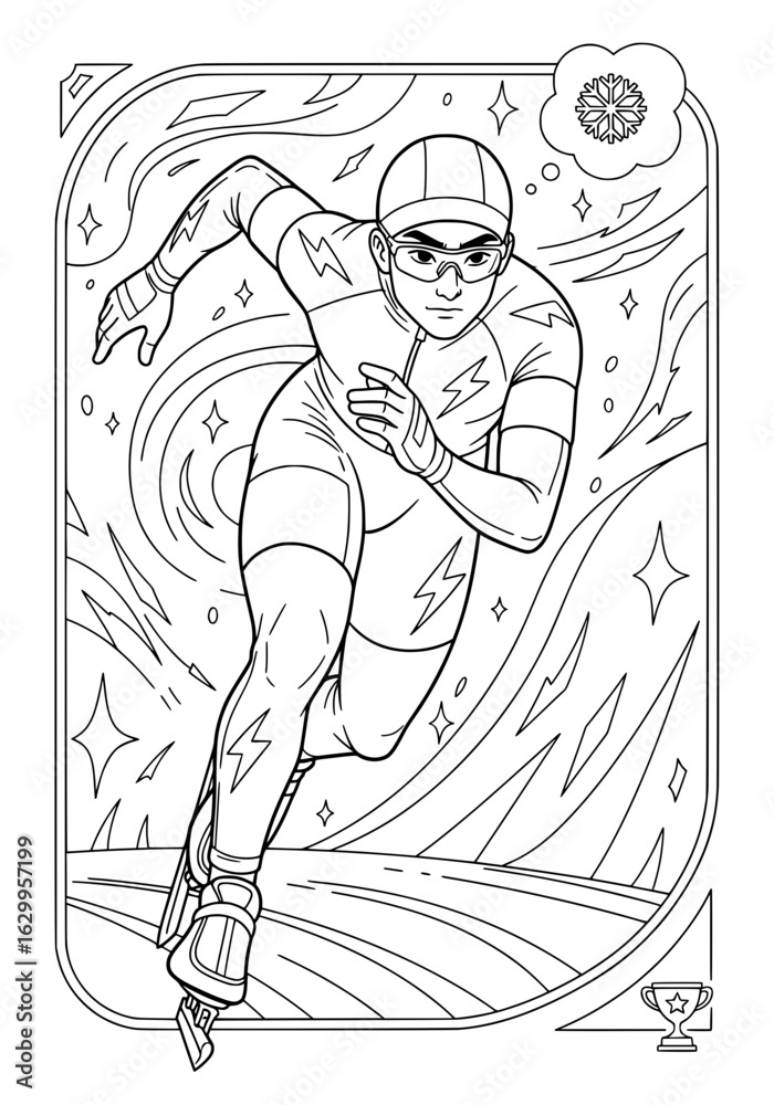 Obraz premium the young skater. coloring book