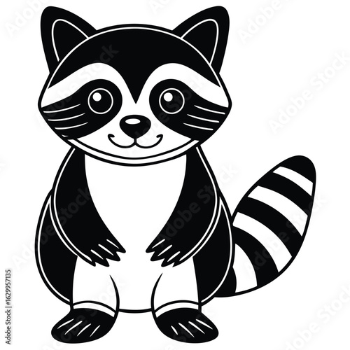 Cute raccoon cartoon vector illustration isolated on white background