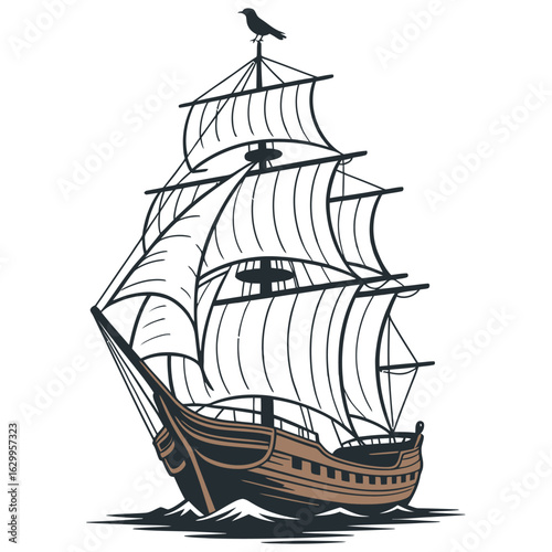 pirate ship isolated on white