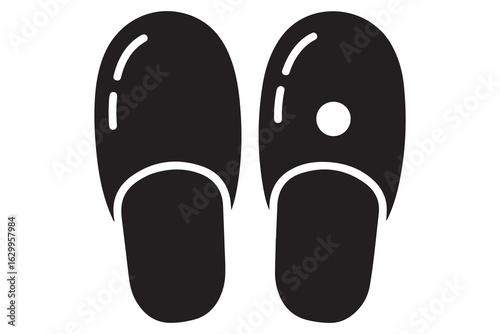 Beach flip flops icon  black silhouette vector
