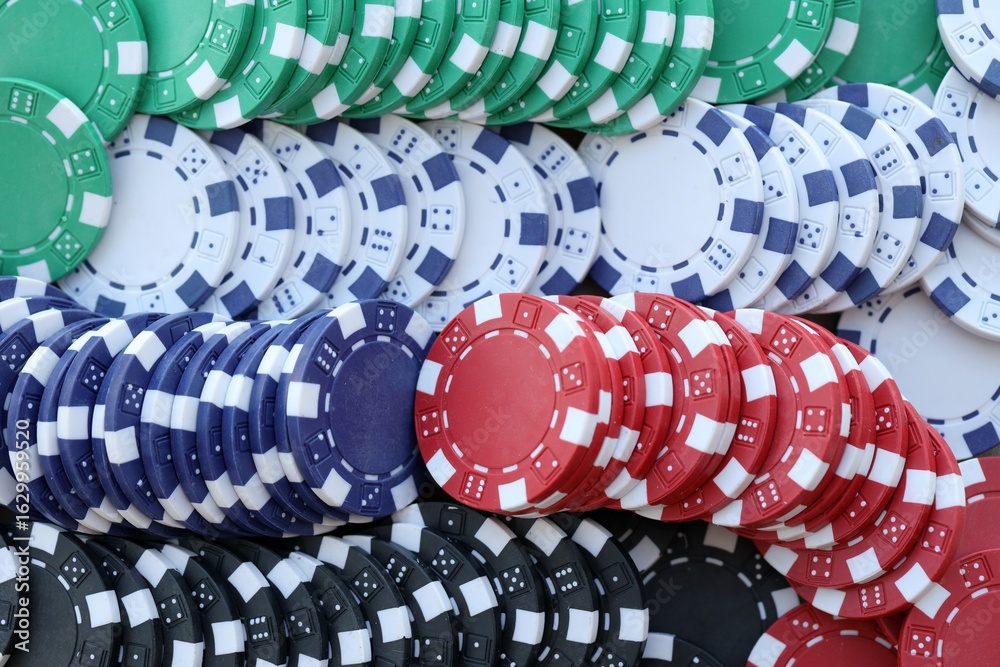 Fototapeta premium Poker Chips Chaos background for casino poker games concepts