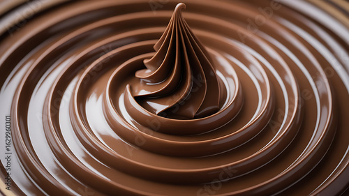 Melted chocolate swirls in a mesmerizing pattern.
