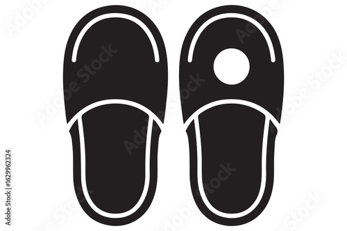Beach flip flops icon  black silhouette vector
