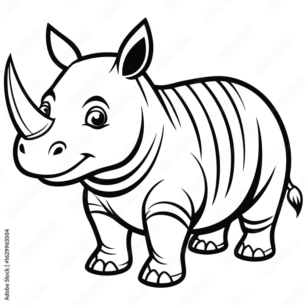 Fototapeta premium Cartoon rhino illustration isolated on white background