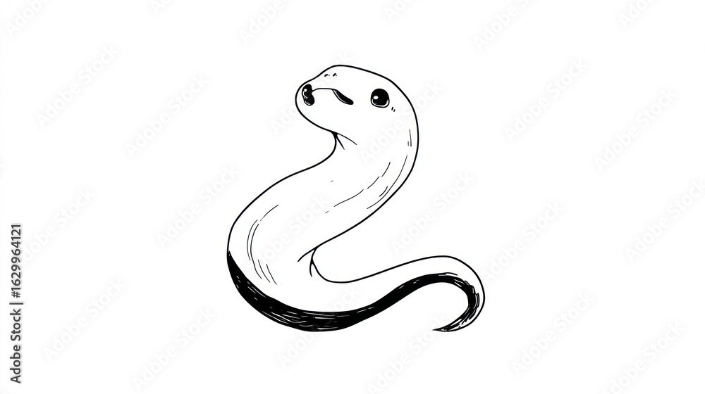Fototapeta premium Simple line drawing of a snake