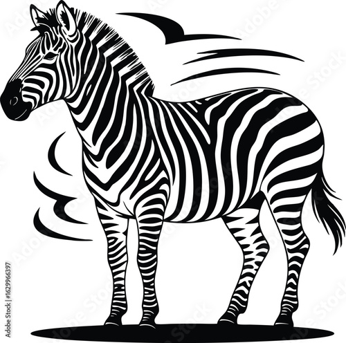 clipart illustration of a full black zebra silhouette