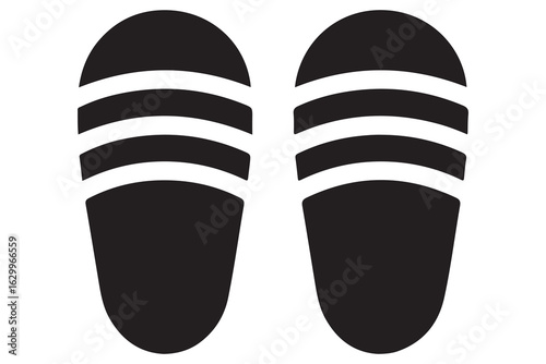 Beach flip flops icon  black silhouette vector
