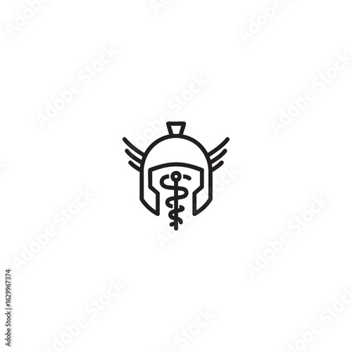icon style illustration of Hermes the Greek messenger god featuring his winged helmet and caduceus