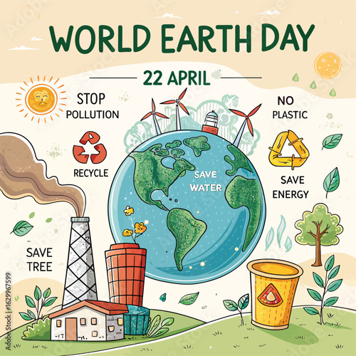 ecology info graphics, Earth day 22 april . 